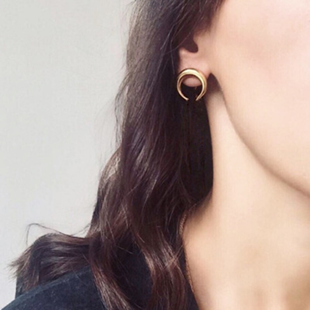Crescent Moon Shaped Earrings in Silver or Gold